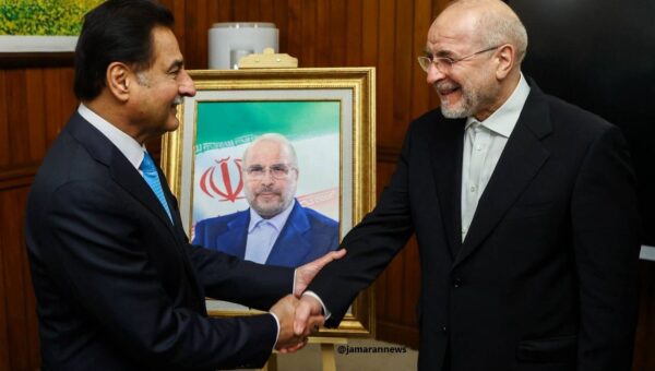 رییس مجلس ملی پاکستان تابلویی از تصویر قالیباف را به او هدیه داد + عکس