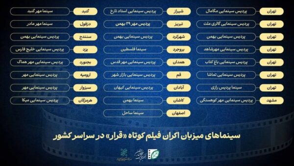سینماهای میزبان «قرار دوم» انجمن سینمای جوانان ایران معرفی شدند